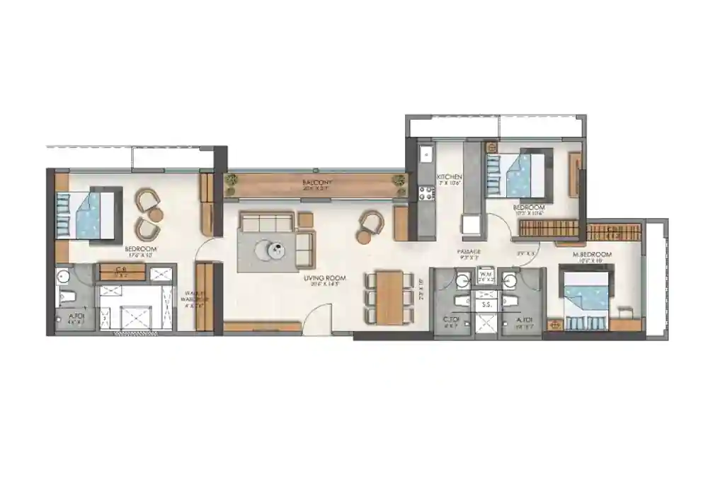3 BHK Floor Plan